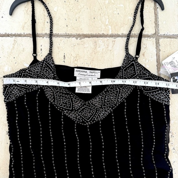 New! Adrianna Papell Beaded Tank, Size S, black - Picture 6 of 13
